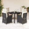 vidaXL Set da Pranzo da Giardino 5 pz Nero con Cuscini in Polyrattan