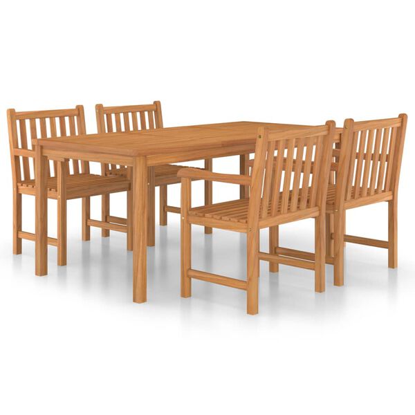 vidaXL Set da pranzo da giardino 5 pz 180x90 cm in legno massello di teak