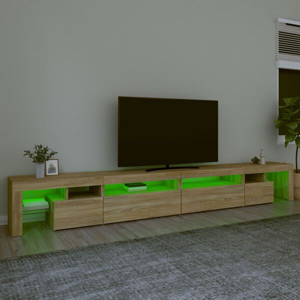 vidaXL Mobile Porta TV con Luci LED Rovere Sonoma 290x36,5x40 cm