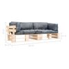 vidaXL Set Divani Giardino Pallet 2pz con Cuscini Grigi Legno di Pino
