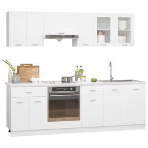vidaXL Set Armadi da Cucina 8 pz Lyon Bianco in Legno Multistrato