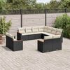 vidaXL Set Divani da Giardino 11 pz con Cuscini in Polyrattan Nero