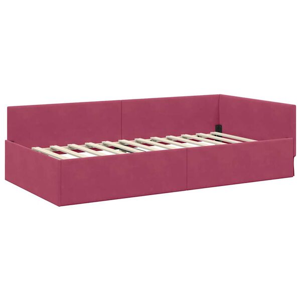 vidaXL Cornice del letto ad angolo Rosso Vino 90 cm x 190 cm Velluto