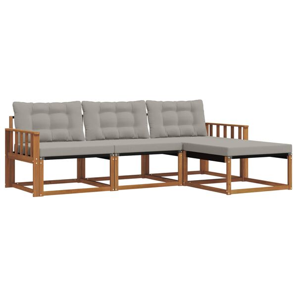 vidaXL Set di divani da esterno 4 pcs Grigio Naturale e Chiaro