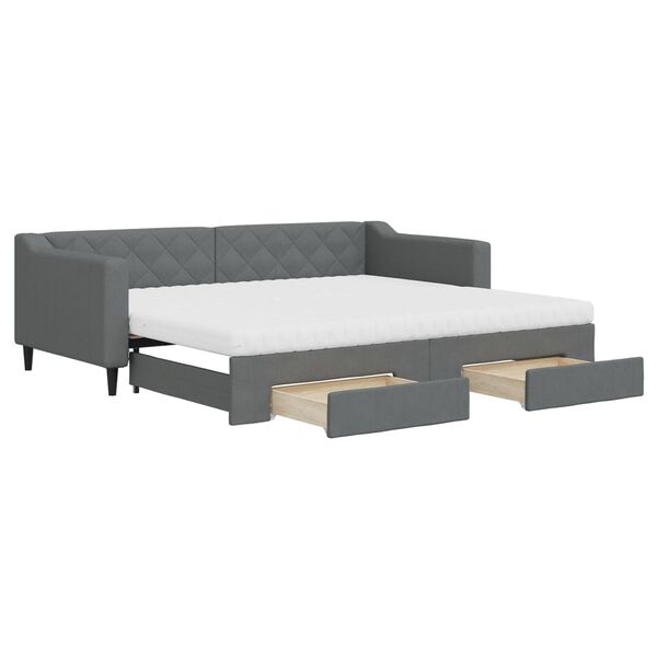 vidaXL Divano Letto Estraibile Cassetti Grigio Scuro 90x200cm Tessuto