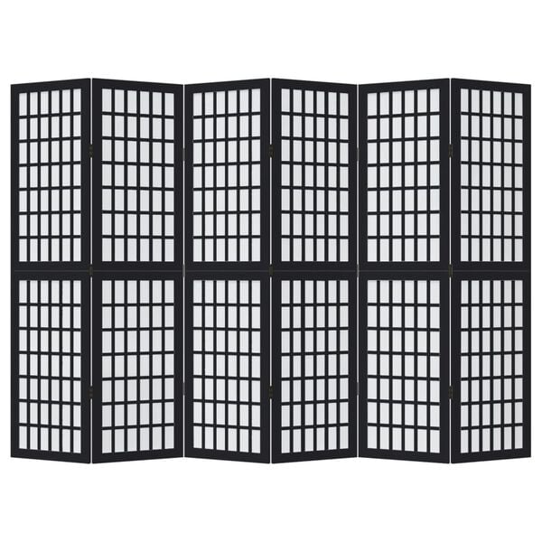 vidaXL Divisorio Ambienti 6 Pannelli Nero Legno Massello di Paulownia