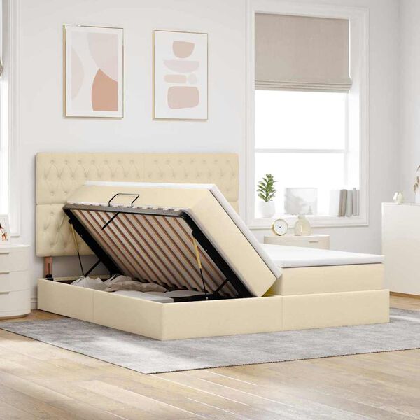 vidaXL Letto con Contenitore Crema 200 x 200 cm Pelle Sintetica