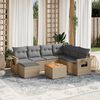 vidaXL Set Divano da Giardino 8 pz con Cuscini Beige in Polyrattan
