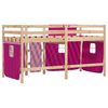 vidaXL Letto a Soppalco con Tende Bambini Rosa 90x190 cm Massello Pino