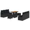 vidaXL Set Divano da Giardino 9 pz Nero Poly Rattan
