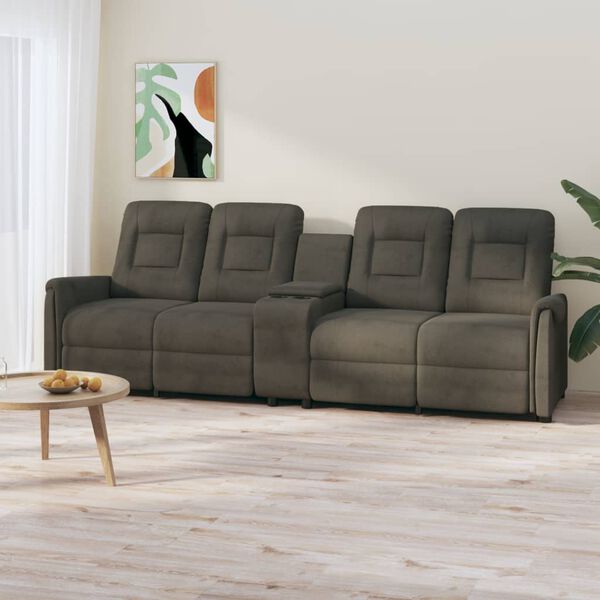 vidaXL Divano Massaggio a 4 Posti con Portabicchieri Grigio Scuro