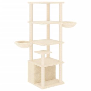 vidaXL Albero per Gatti con Tiragraffi in Sisal Crema 147 cm