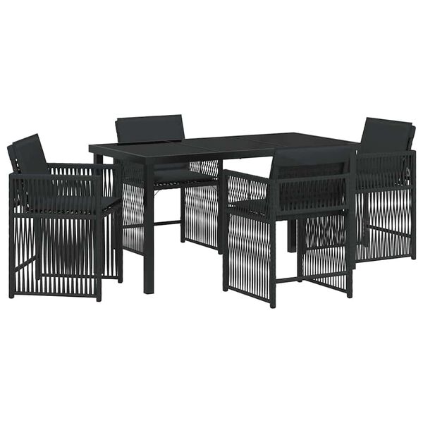 vidaXL Set da Pranzo per Giardino 5 pcs Nero polyrattan