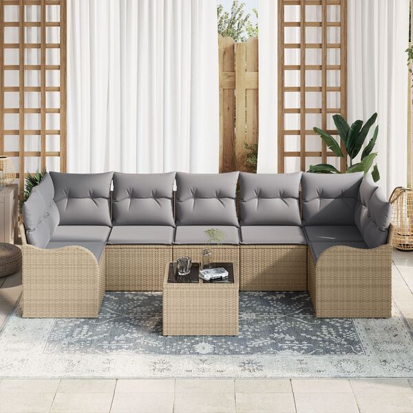 vidaXL Set Divano da Giardino Beige 55 x 55 x 37 cm polyrattan