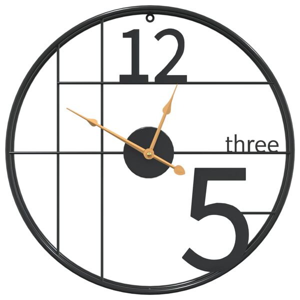 vidaXL Orologio da Parete Nero Ø50 cm in Ferro