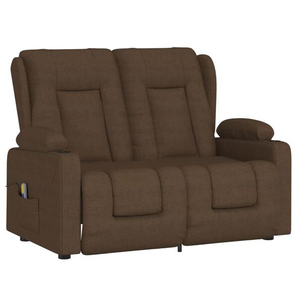 vidaXL Divano Massaggio a 2 Posti con Portabicchieri Marrone