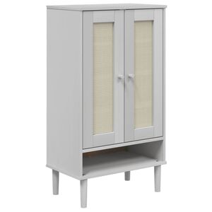 vidaXL Scarpiera SENJA Aspetto Rattan Bianco 59,5x35x107 cm Massello