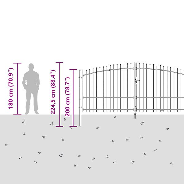 vidaXL Cancello da giardino Nero 100 x 400 cm Acciaio