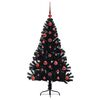vidaXL Albero di Natale artificiale con luci integrate Nero 120 cm PVC