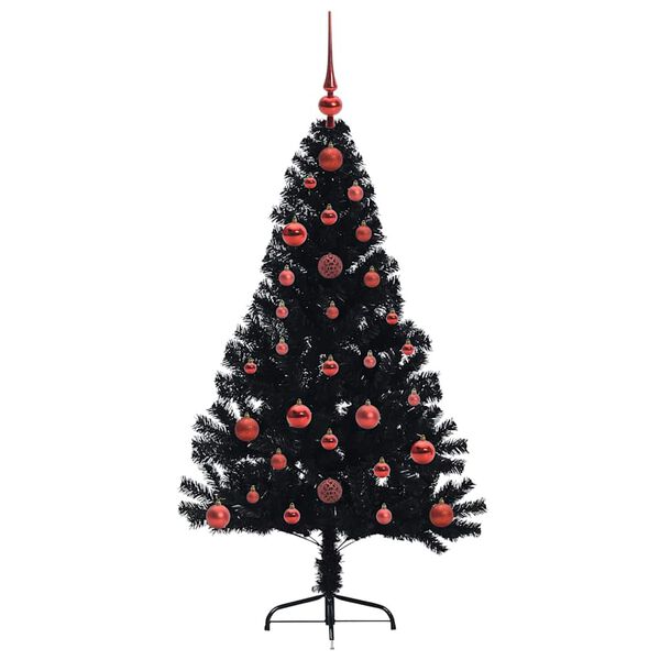 vidaXL Albero di Natale artificiale con luci integrate Nero 120 cm PVC