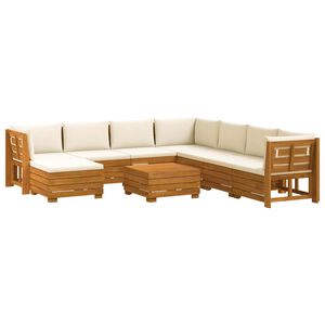 vidaXL Set di divani da esterno con cuscino 9 Pezzo Marrone