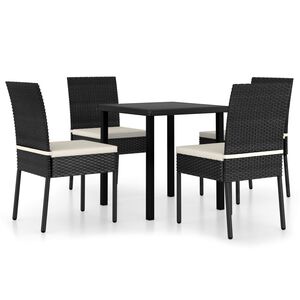 vidaXL Set da Pranzo da Giardino 5 pz in Polyrattan Nero