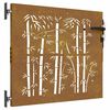 vidaXL Cancello da giardino 85x75 cm in acciaio Corten e design in bambù