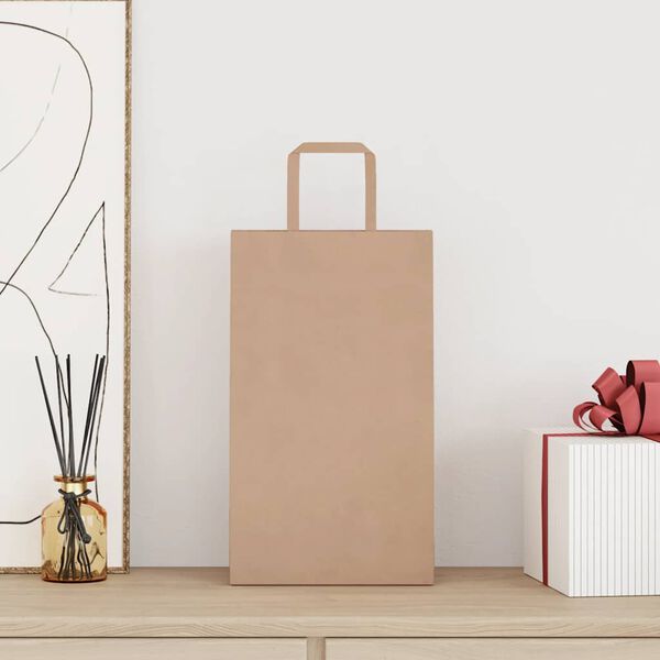 vidaXL Sacchetti di Carta 50 pz con Manici Marrone 21x11x36 cm