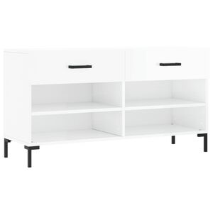 vidaXL Panca Porta Scarpe Bianco Lucido 102x35x55 cm Legno Multistrato