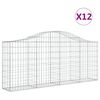 vidaXL Cesti Gabbioni ad Arco 12 pz 200x30x80/100 cm Ferro Zincato