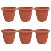 vidaXL Vaso Rotondo per Fiori 6 pcs Rosso Mattone &Oslash; 26 x 21.5 cm