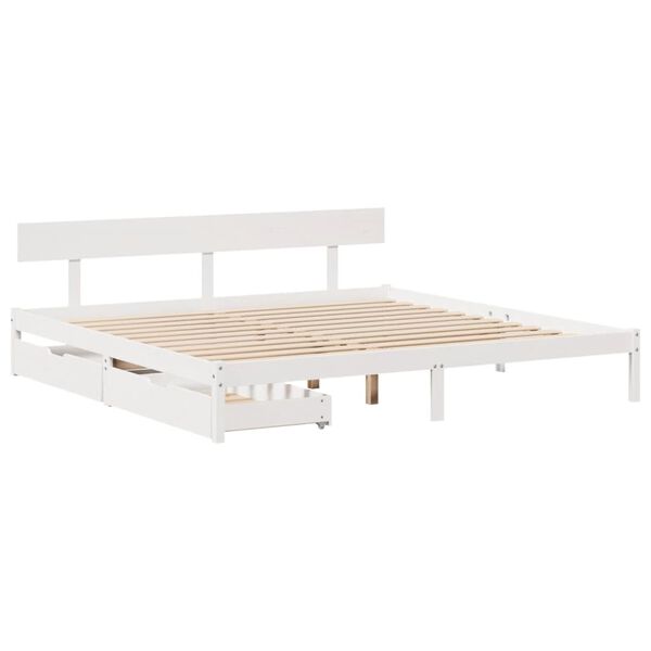 vidaXL Giroletto senza Materasso Bianco 200x200 cm Legno Massello Pino