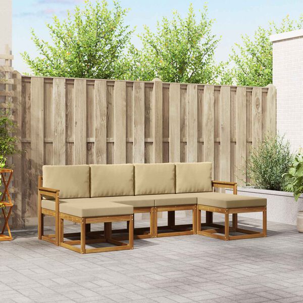 vidaXL Set di divani da esterno con cuscino 6 pcs Naturale e Beige