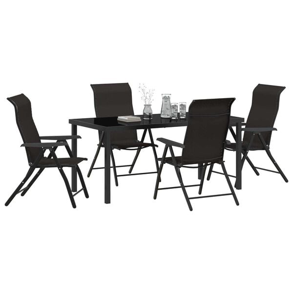 vidaXL Set da Pranzo per Giardino 5 pcs Nero caffè Poly Rattan