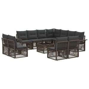 vidaXL Set Divano da Giardino 12 pz Grigio polyrattan