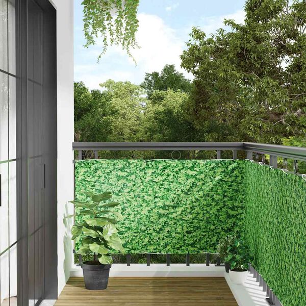 vidaXL Paravento da Balcone con Aspetto Pianta Verde 800x75 cm PVC