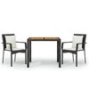 vidaXL Set da Pranzo da Giardino 3 pz con Cuscini Nero in Polyrattan