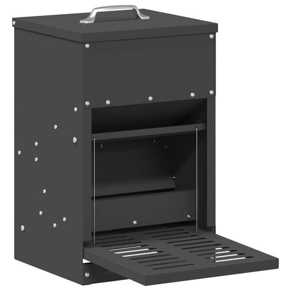 vidaXL Mangiatore a Pedale per Pollo Nero 25 x 42 x 40 cm