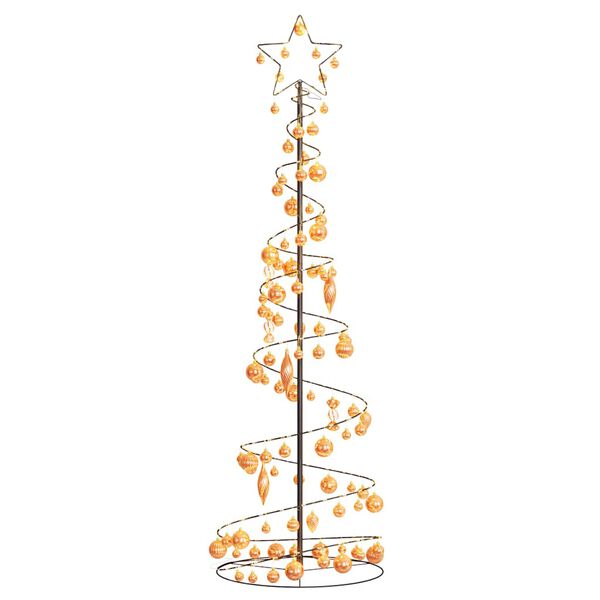 vidaXL Albero di Natale a LED con Palline 120 LED Bianco Caldo 180 cm
