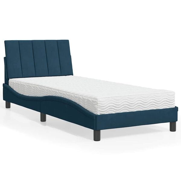 vidaXL Letto con Materasso Hanko Blu 80x200 cm in Velluto