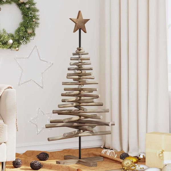 vidaXL Albero di Natale Marrone 120 cm Legno massello di teak