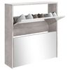 vidaXL Scarpiera con Specchio a 2 Livelli Grigio cemento 63x17x67 cm