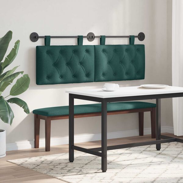 vidaXL Testata appesa Verde Scuro 150 x 55 x 7 cm Tessuto