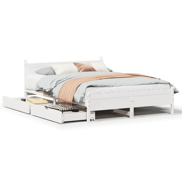 vidaXL Letto senza Materasso Bianco 140x190 cm Legno Massello di Pino