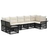 vidaXL Set Divano da Giardino 7 pz 7-Numero di posti Nero polyrattan