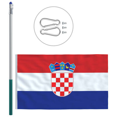 vidaXL Bandiera della Croazia con Pennone in Alluminio 6 m