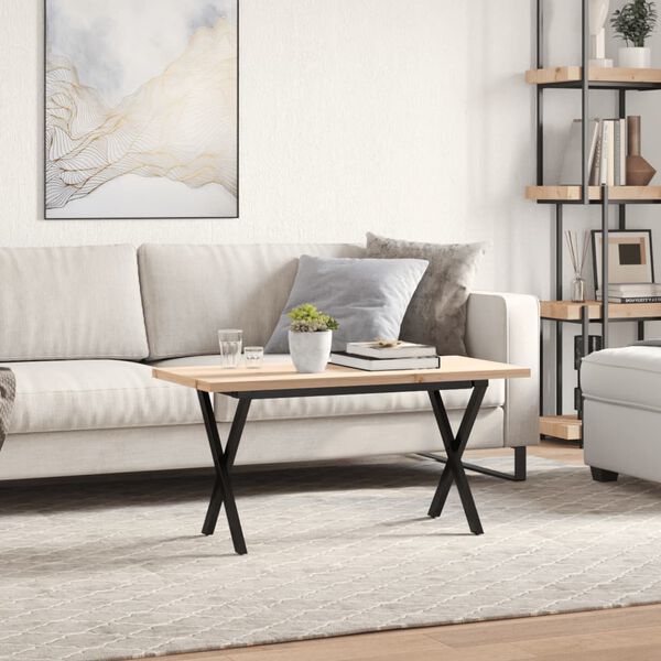 vidaXL Tavolino Salotto Telaio a X 90x40x45,5 cm Legno Pino e Acciaio