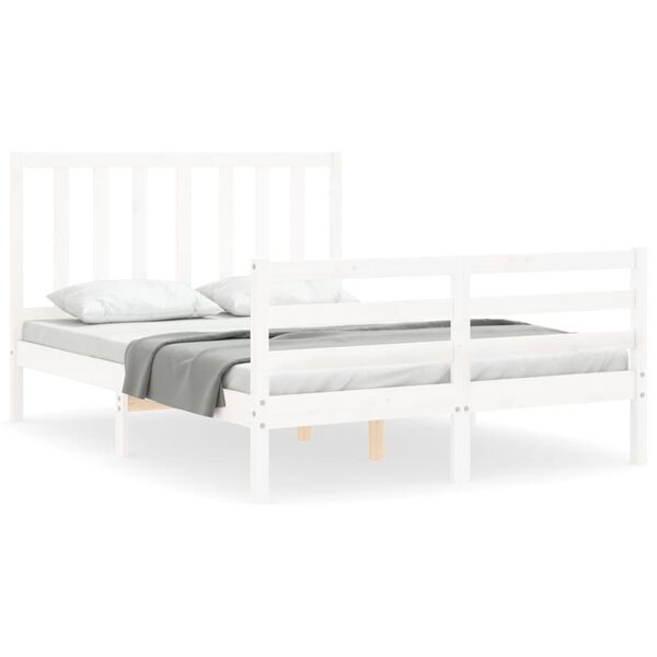vidaXL Letto senza Materasso Bianco 140x190 cm Legno Massello di Pino