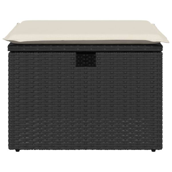 vidaXL Sgabello Giardino con Cuscino Nero 55x55x37 cm in Polyrattan