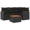 vidaXL Set Divani da Giardino 5 pz con Cuscini in Polyrattan Nero